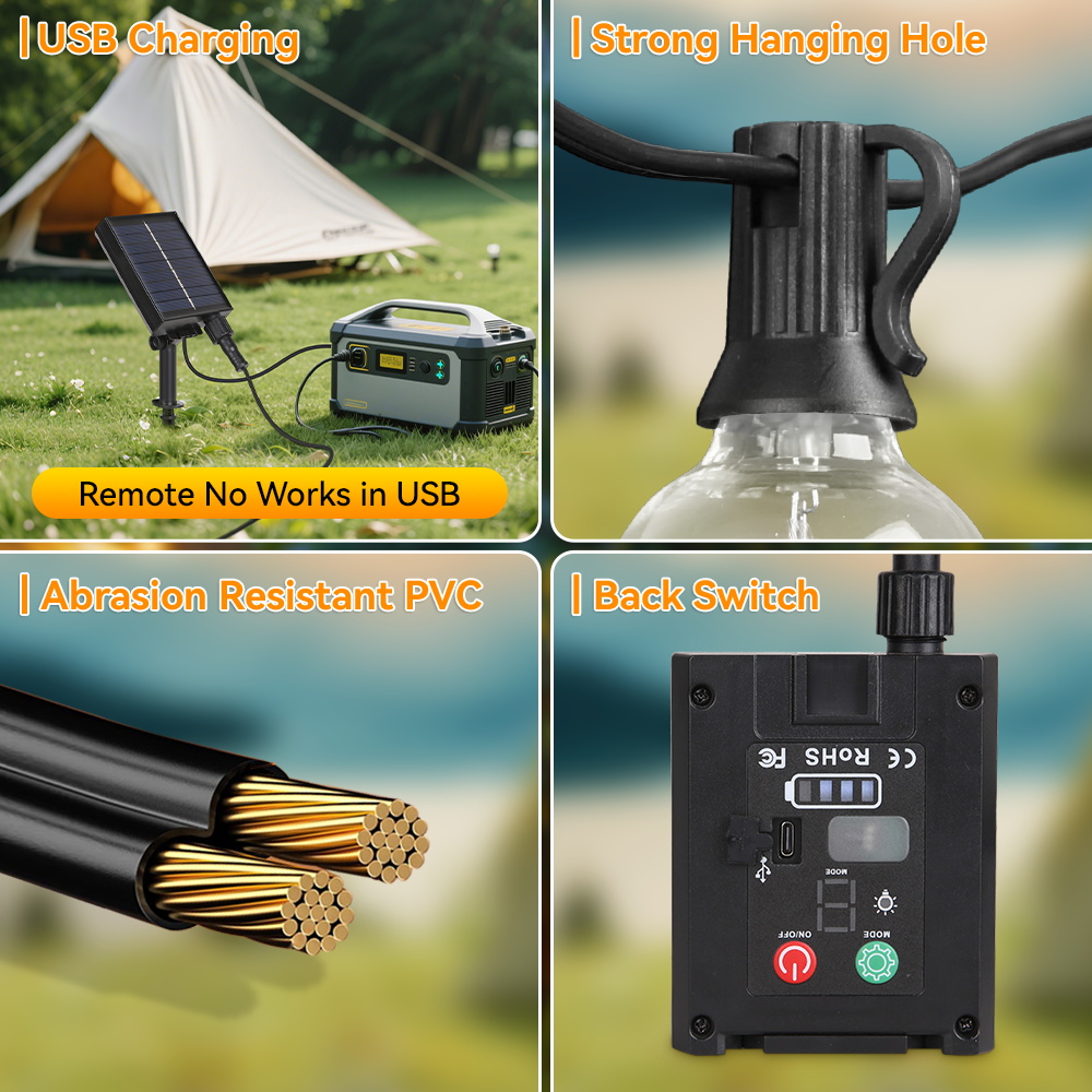 LED Solar String Lights Outdoor Waterproof IP65 G40 7/10/15/20/30M ...