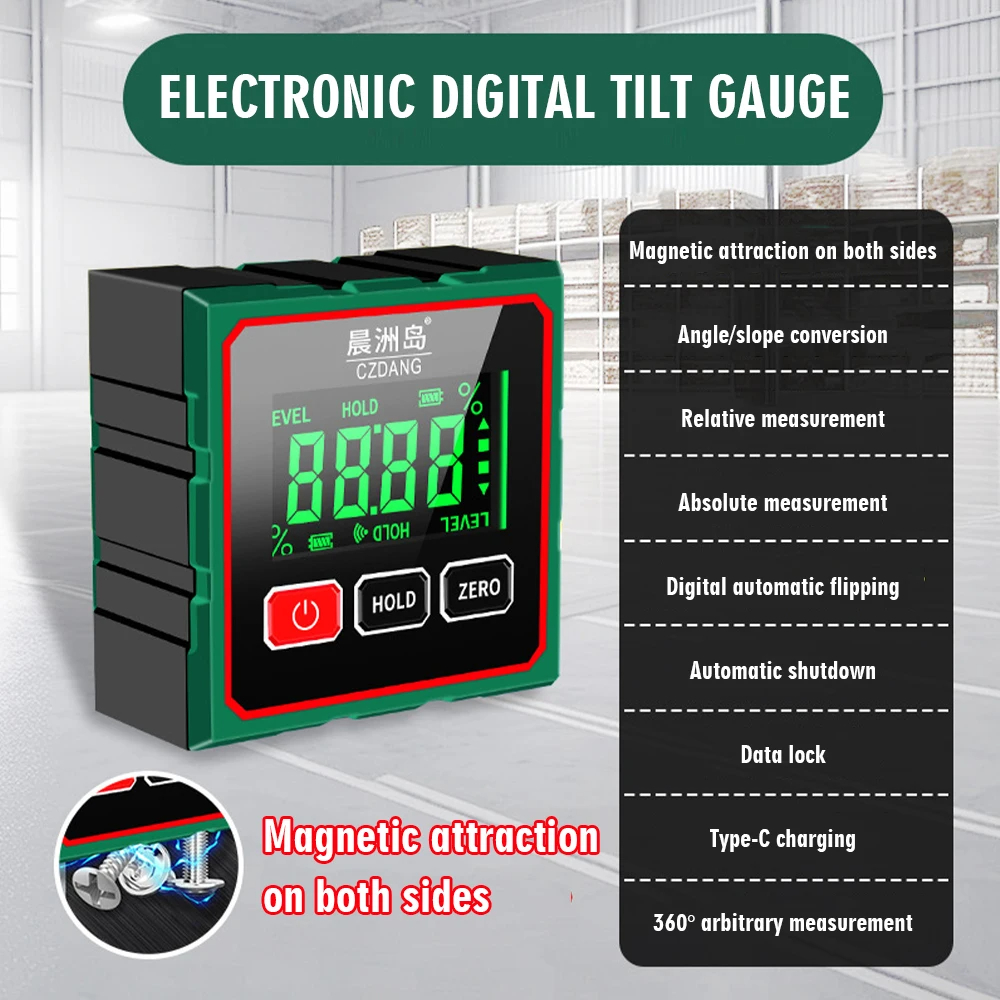 1/4 Sided Magnetic Digital Angle Finder with Electronic Laser Dot ...