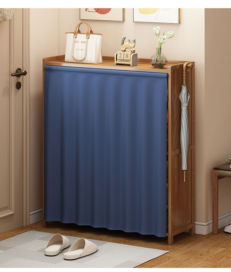 Rak kasut bertirai Cabinet With Curtain 5/6/7 Layers Economical Floor ...