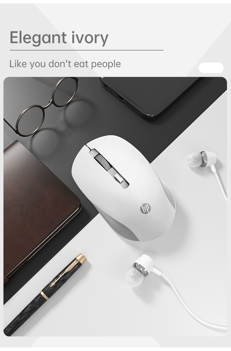 HP Wireless Office Mouse | 3-Speed DPI (1200-1600) & Metal Scroll Wheel ...