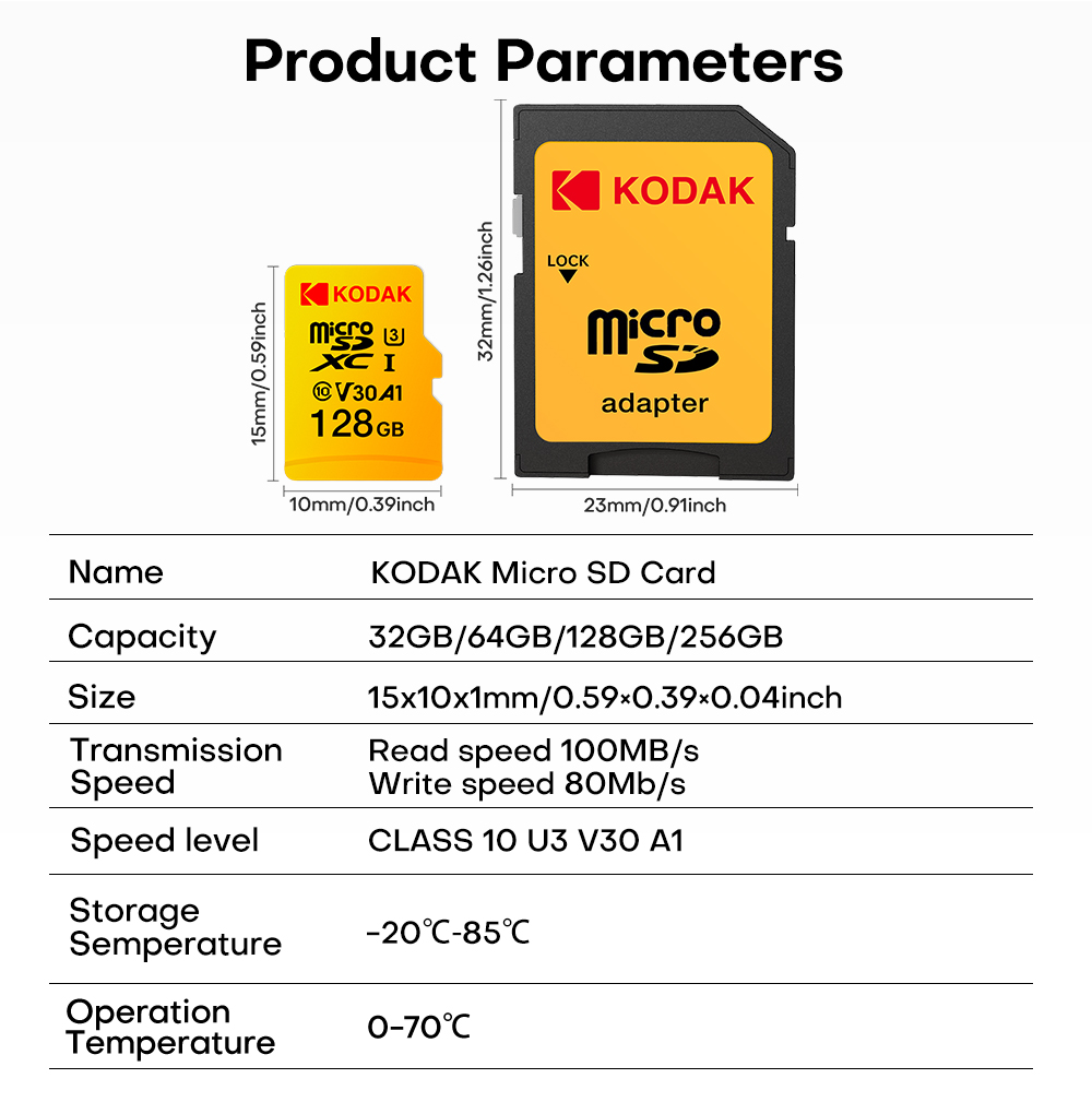 Scheda Di Memoria Kodak Micro SD 4K Memory Card 32 GB 64 GB 128 - Foto 10