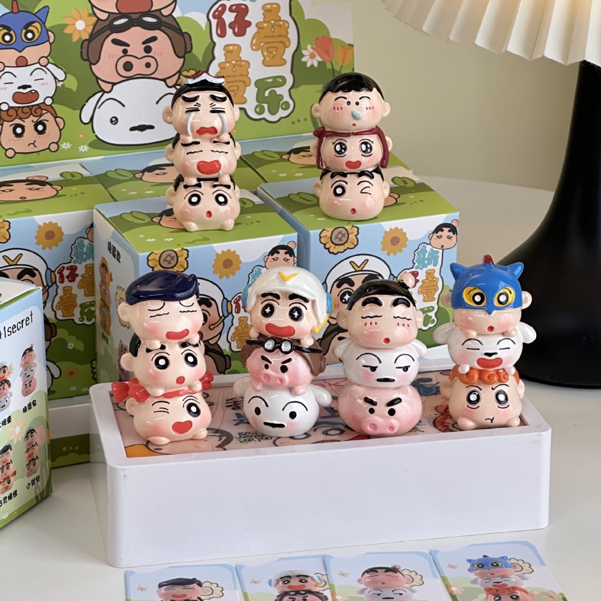 Cute crayon shin chan stacked doll blind box figure toy desk decoration ...
