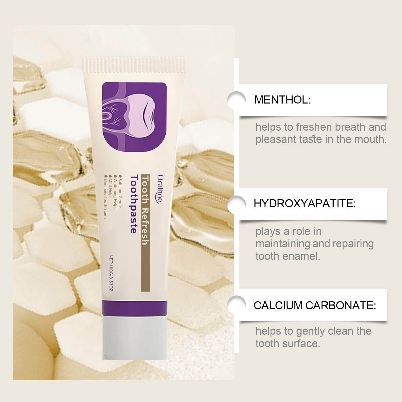 Oralhoe Tooth Refresh Toothpaste brightens teeth, gently cleans stains ...