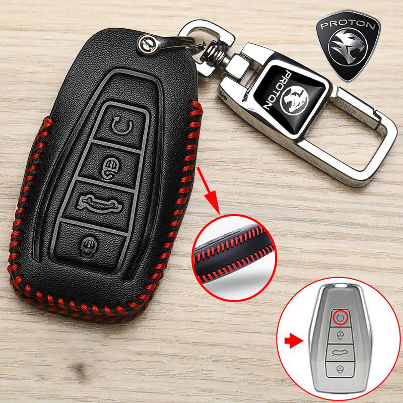 Proton S70 X50 2025 NEW X70 X90 4 buttons genuine leather car key cover ...