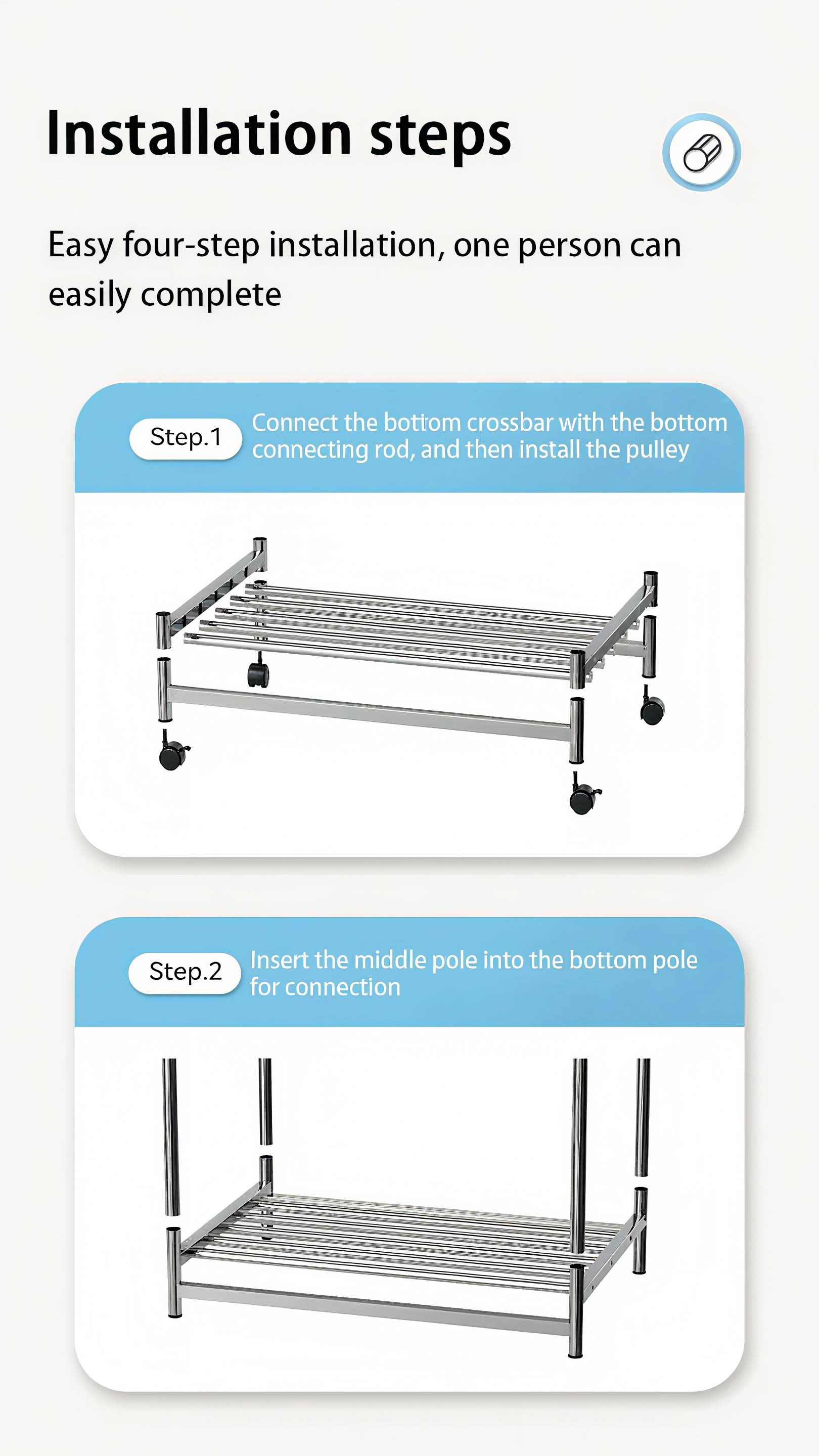 Clothes Hanger Drying Rack 304 Stainless Steel Telescopic Folding with ...