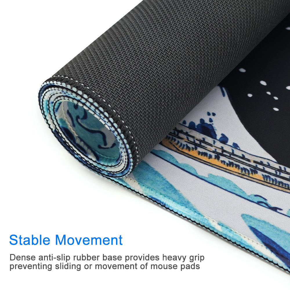 Blue Japanese Sea Wave Mouse Pad, Large Gaming Mousepads with Non-Slip ...