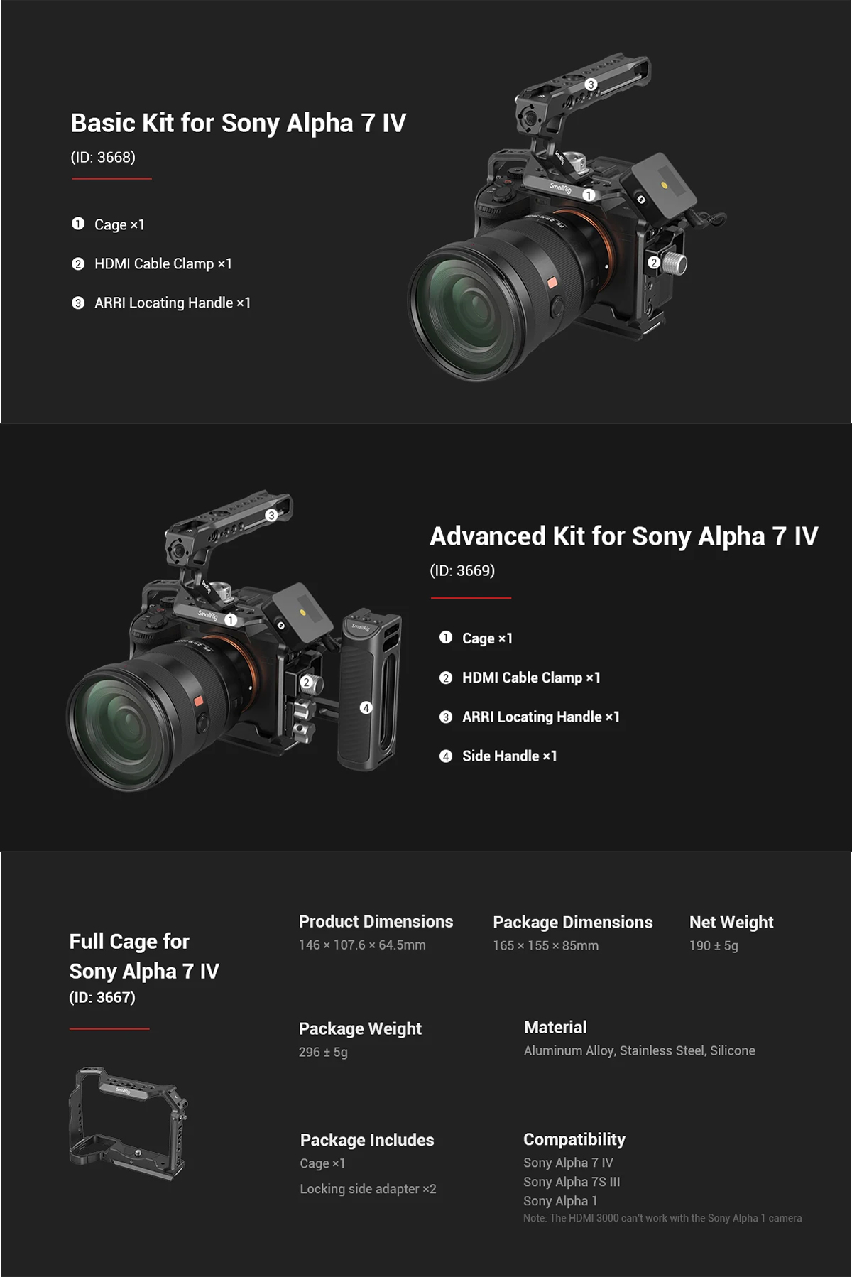 SmallRig A7m4 A7 IV Full DSLR Camera Cage for Sony Alpha a7iv A7 IV ...