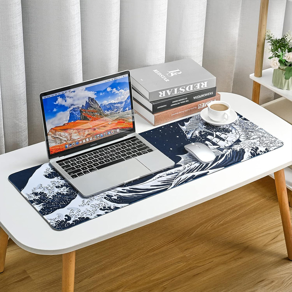 Japanese Sea Wave Dragon Mouse Pad - Black and White Gaming Mouse Mat ...