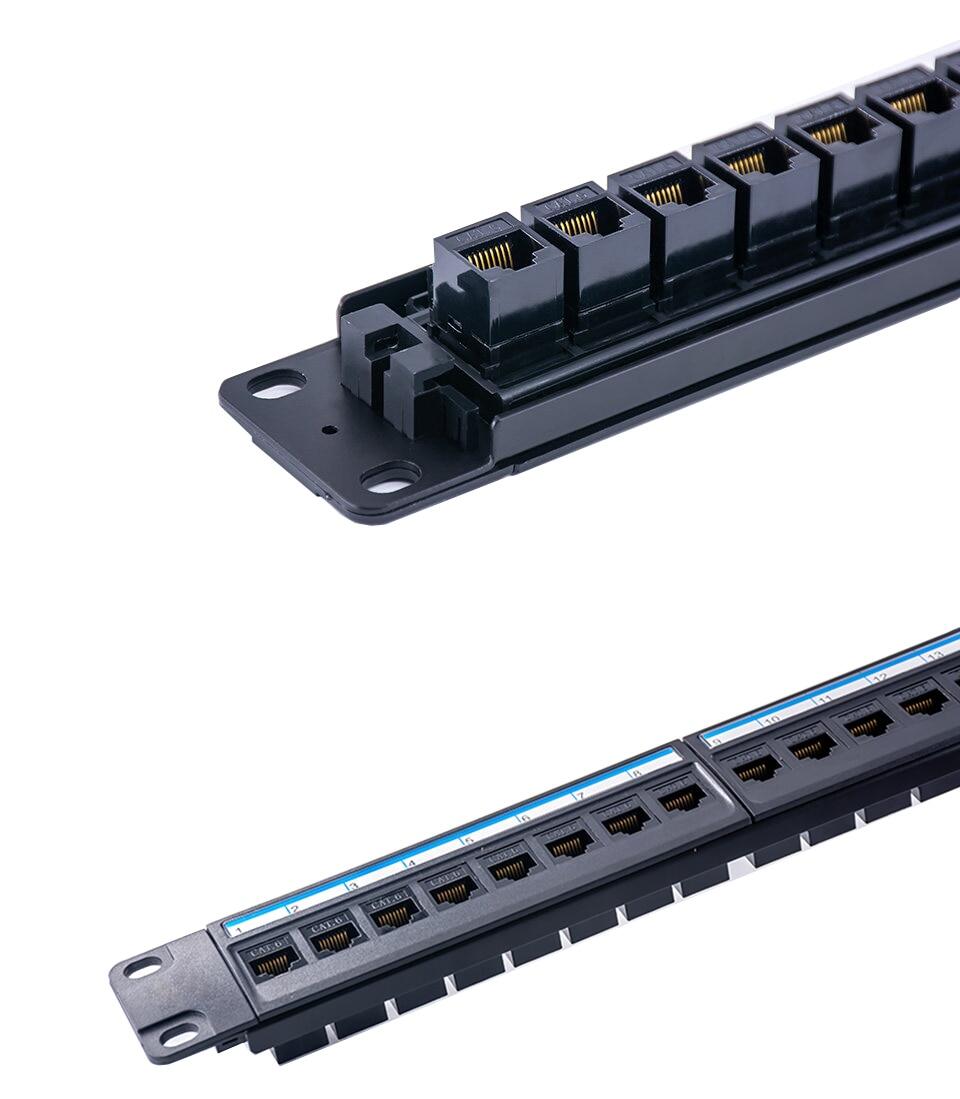 JT-COM 1U 24 Port CAT6 Keystone Patch Panel - 19 Inch Rack Mount, Pass ...
