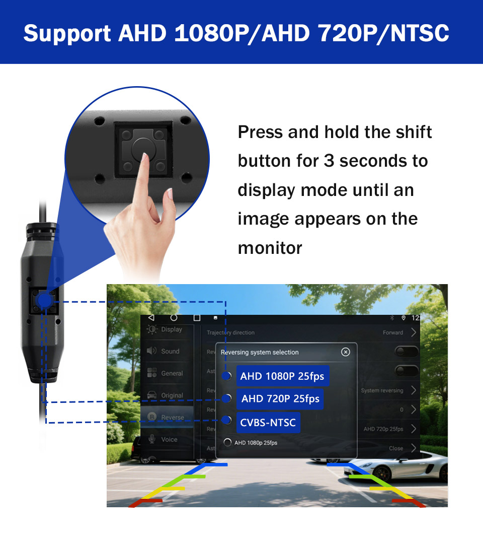 4K AHD 1080P Adjustable Car Rear View Reverse Backup Camera Fisheye ...