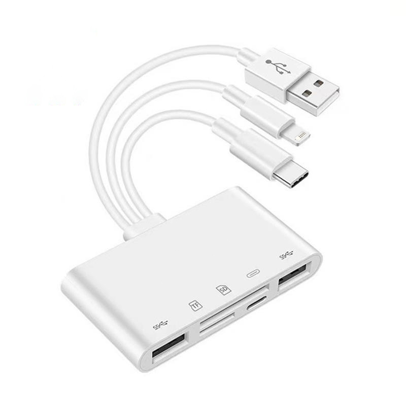 5-in-3 SD Card Reader with USB A and Charging Port for iPhone/iPad ...