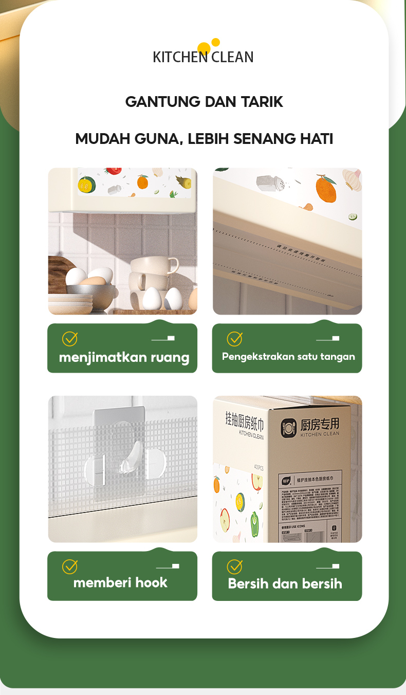 【12 PACKS】BOTARE Kitchen Hanging Tissue | Oil-Absorbent | 400 Sheets ...