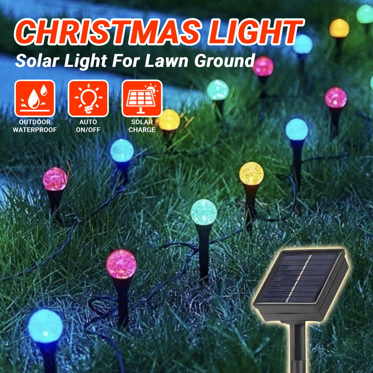Solar Crystal Ball Inserted Lawn String Light Waterproof Insert Into ...