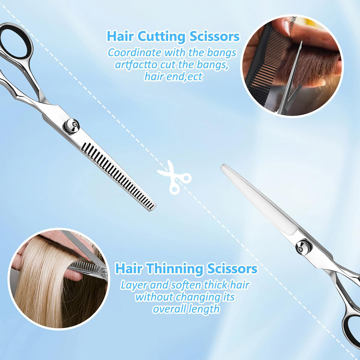 Professional Hair Scissors, Stainless Steel Salon Barber Shears for ...