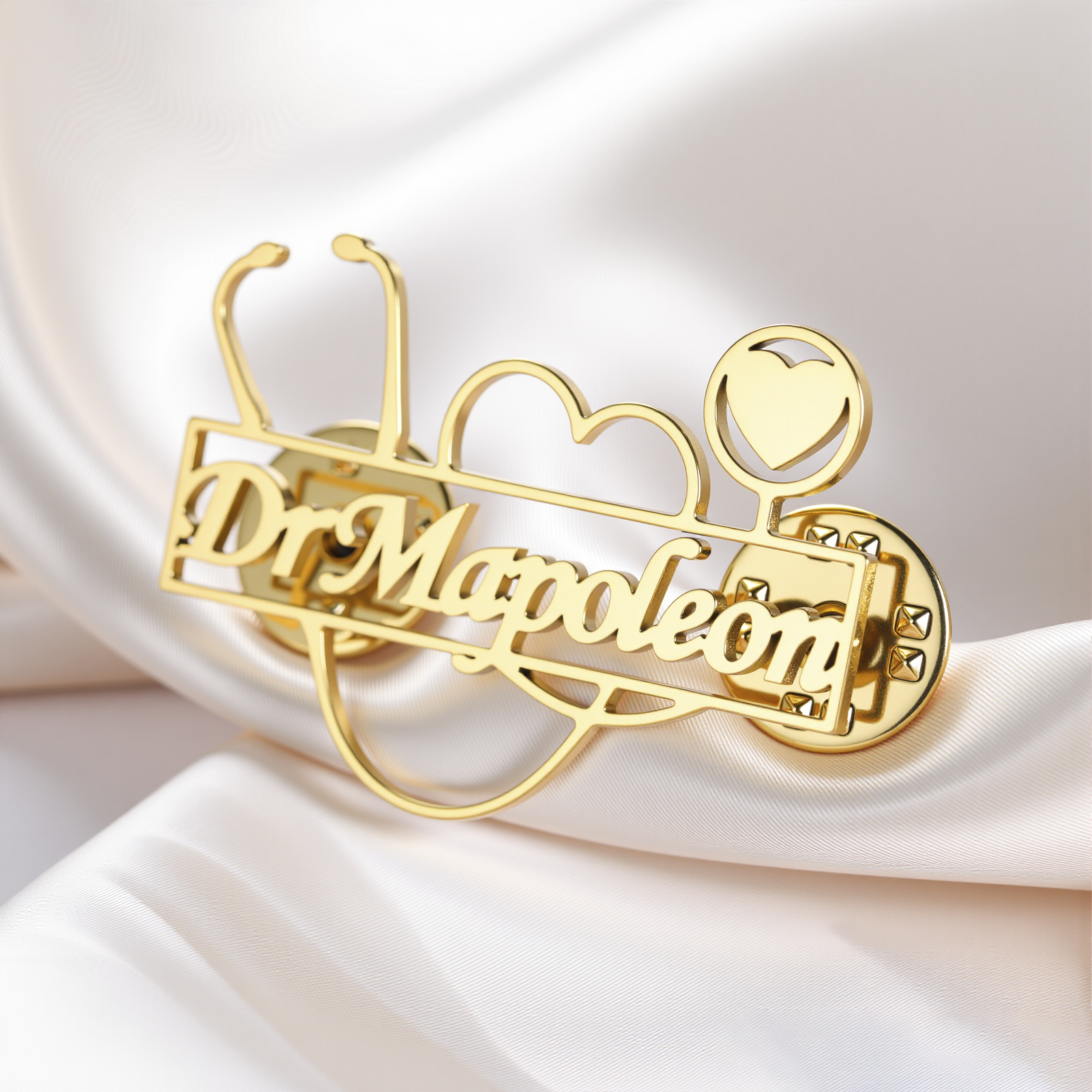 LIKGREAT Engraved Custom Name Stethoscope Brooch for Doctor Stainless ...