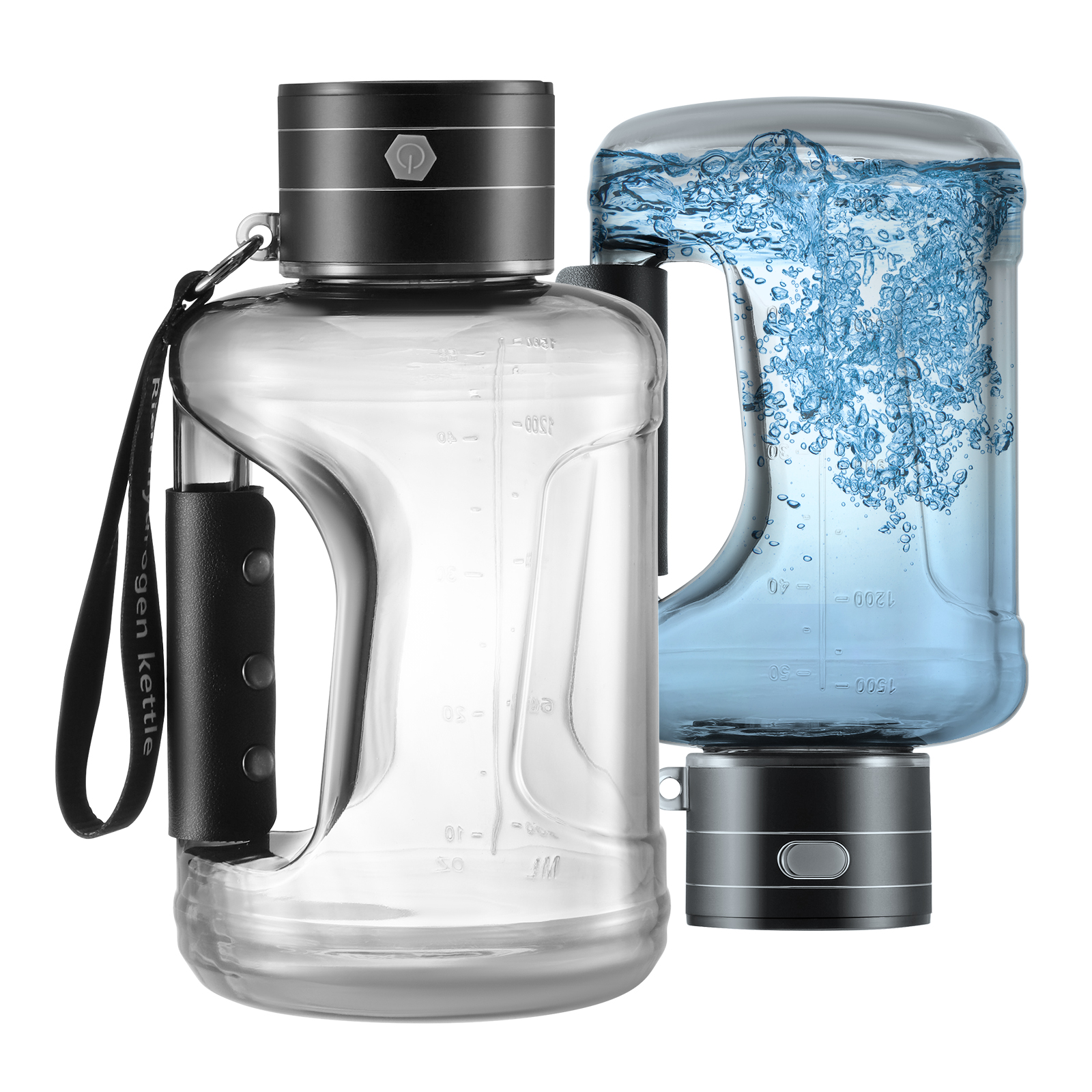 Bouteille D'eau Hydrogénée IUHFSIFS – Technologie PEM, 4000 PPB, écran Tactile, Verre Borosilicate, Certifiée SGS – Noir