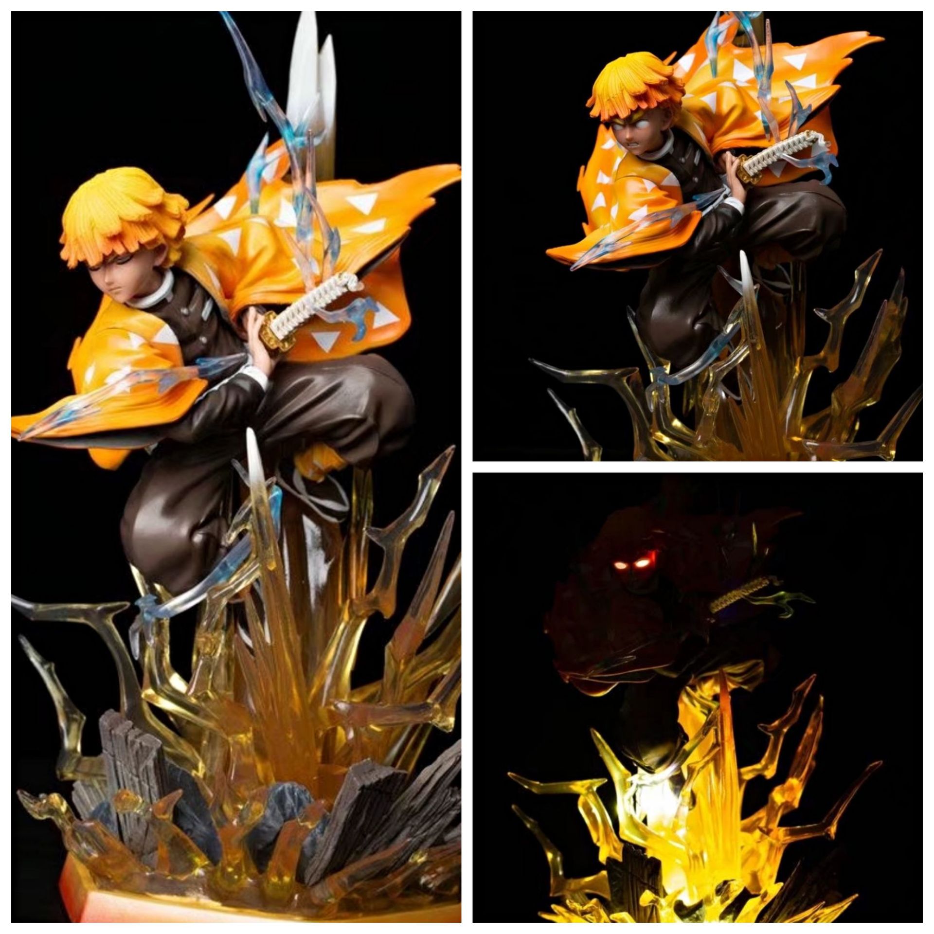 Light Up Agatsuma Zenitsu Figure - Demon Slayer Anime Statue with ...