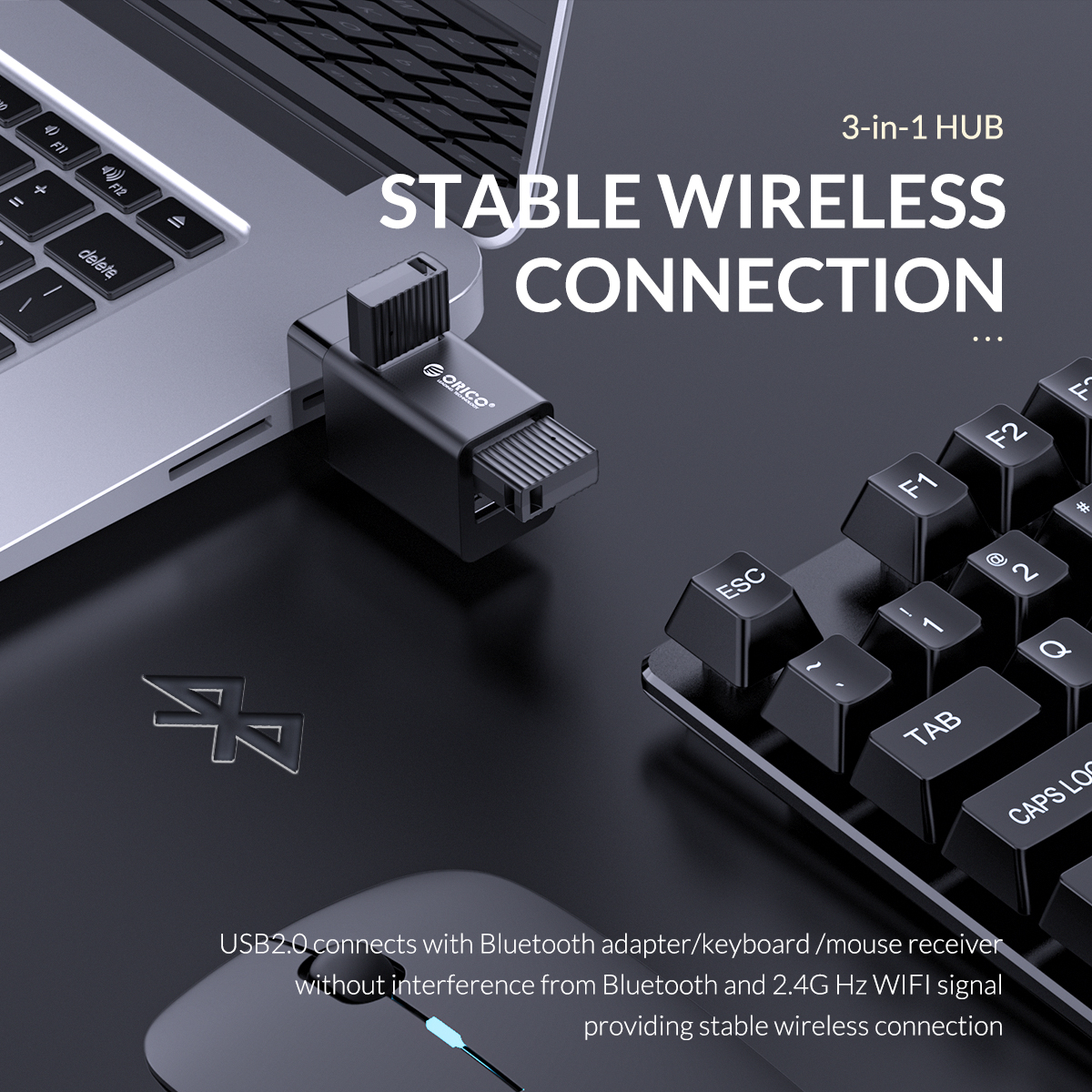 ORICO USB HUB 2.0/3.0 Mini Portable 5Gbps 3 Ports Adapter High Speed ...