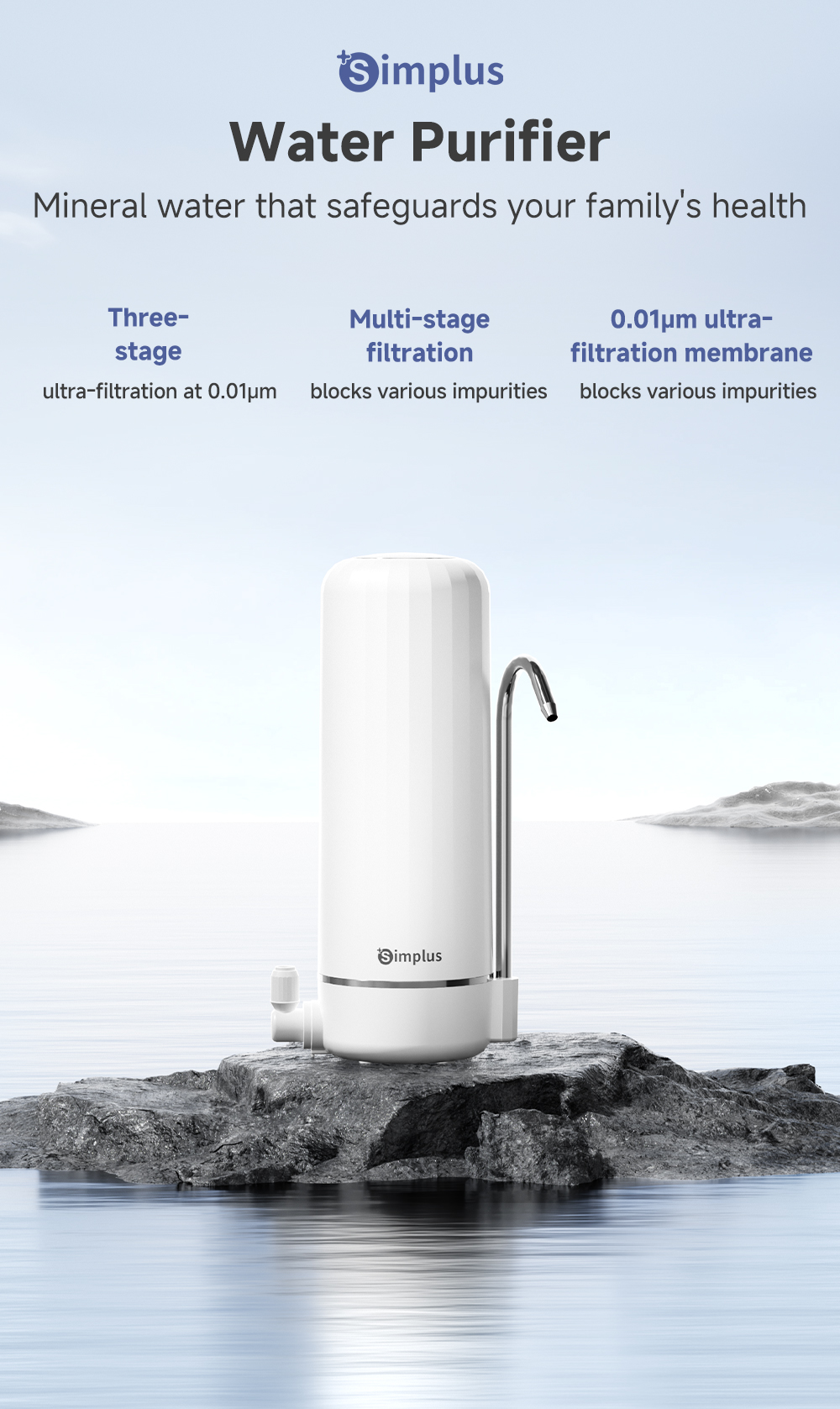 Simplus Tap Water Purifier | 3-Stage UF Filtration | 2.1L/min High Flow ...