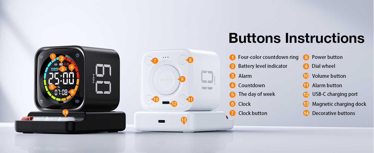 LLANO TK3 Smart Study Timer - 4-in-1 Large Display Digital Clock for ...