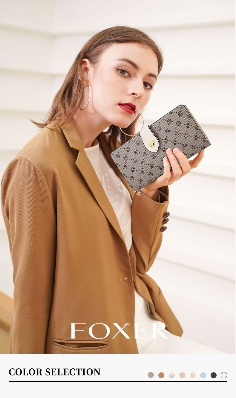 FOXER Women's Wallets Long Wallets Printed Card Holders Coin Purses ...