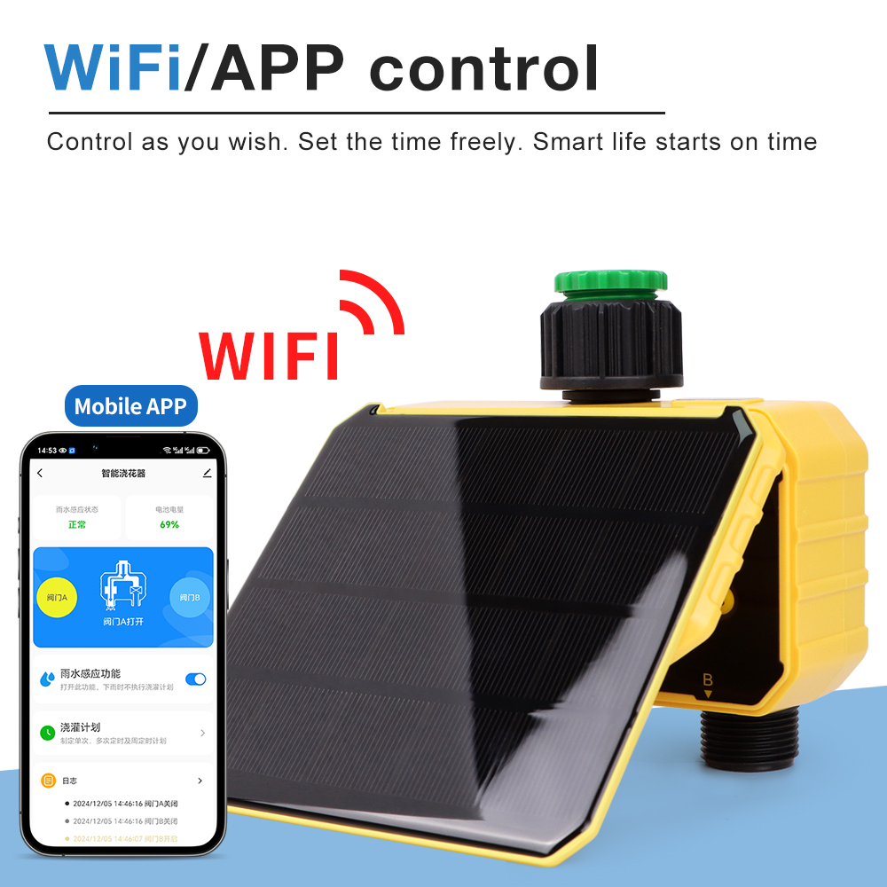 Dual Zone WIFI Solar Irrigation Timer Smart APP Control Automatic ...