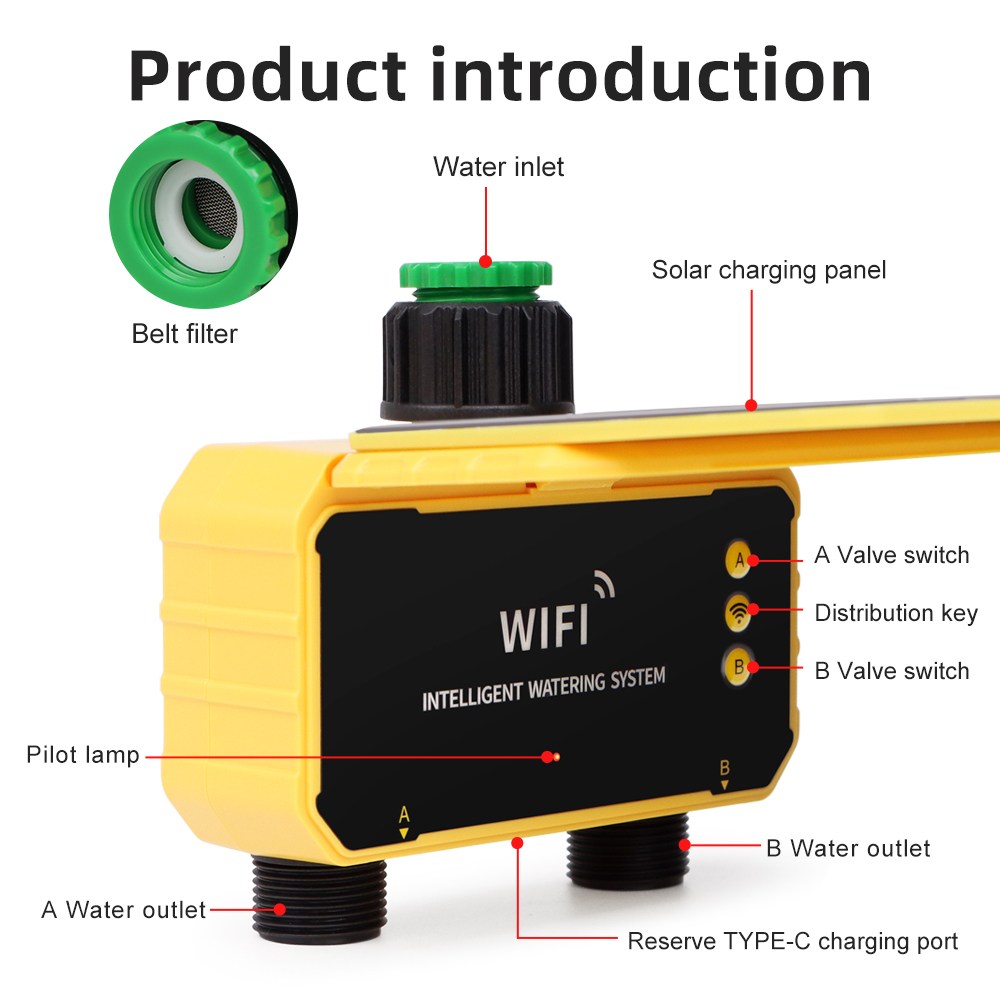 Dual Zone WIFI Solar Irrigation Timer Smart APP Control Automatic ...