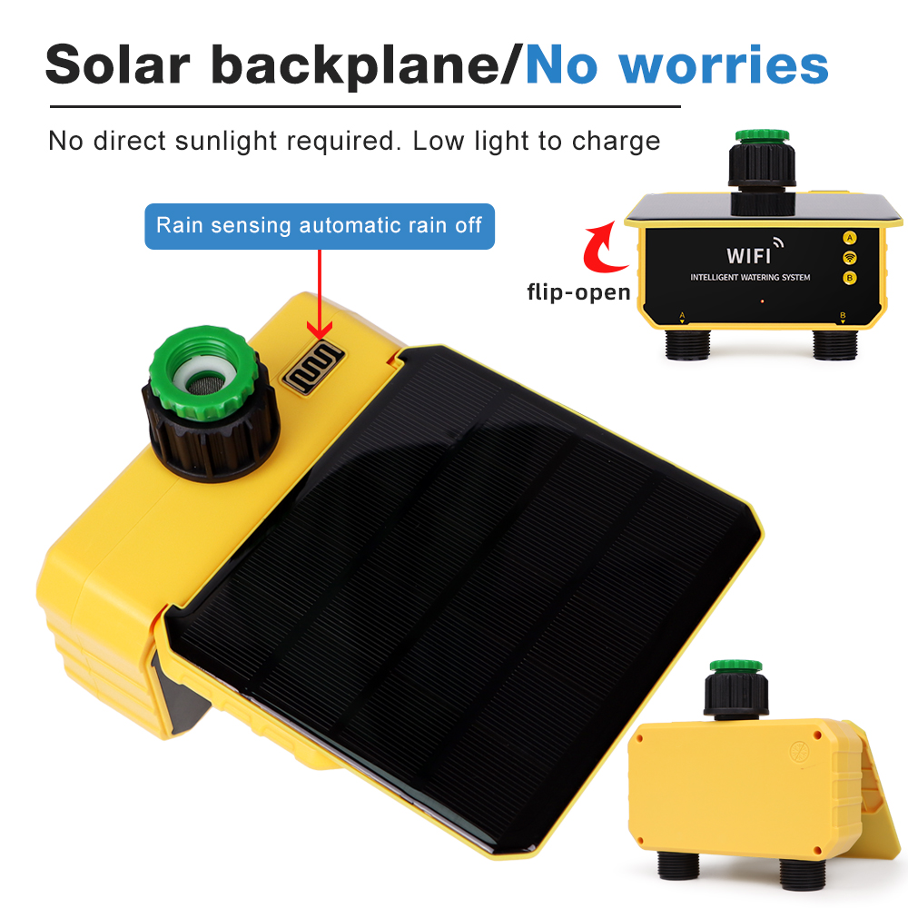 Dual Zone WIFI Solar Irrigation Timer Smart APP Control Automatic ...