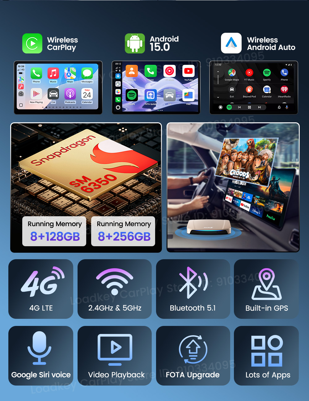 Carlinkit Android 15 AI Box Ultra 8+256G Wireless Carplay Car Streaming ...