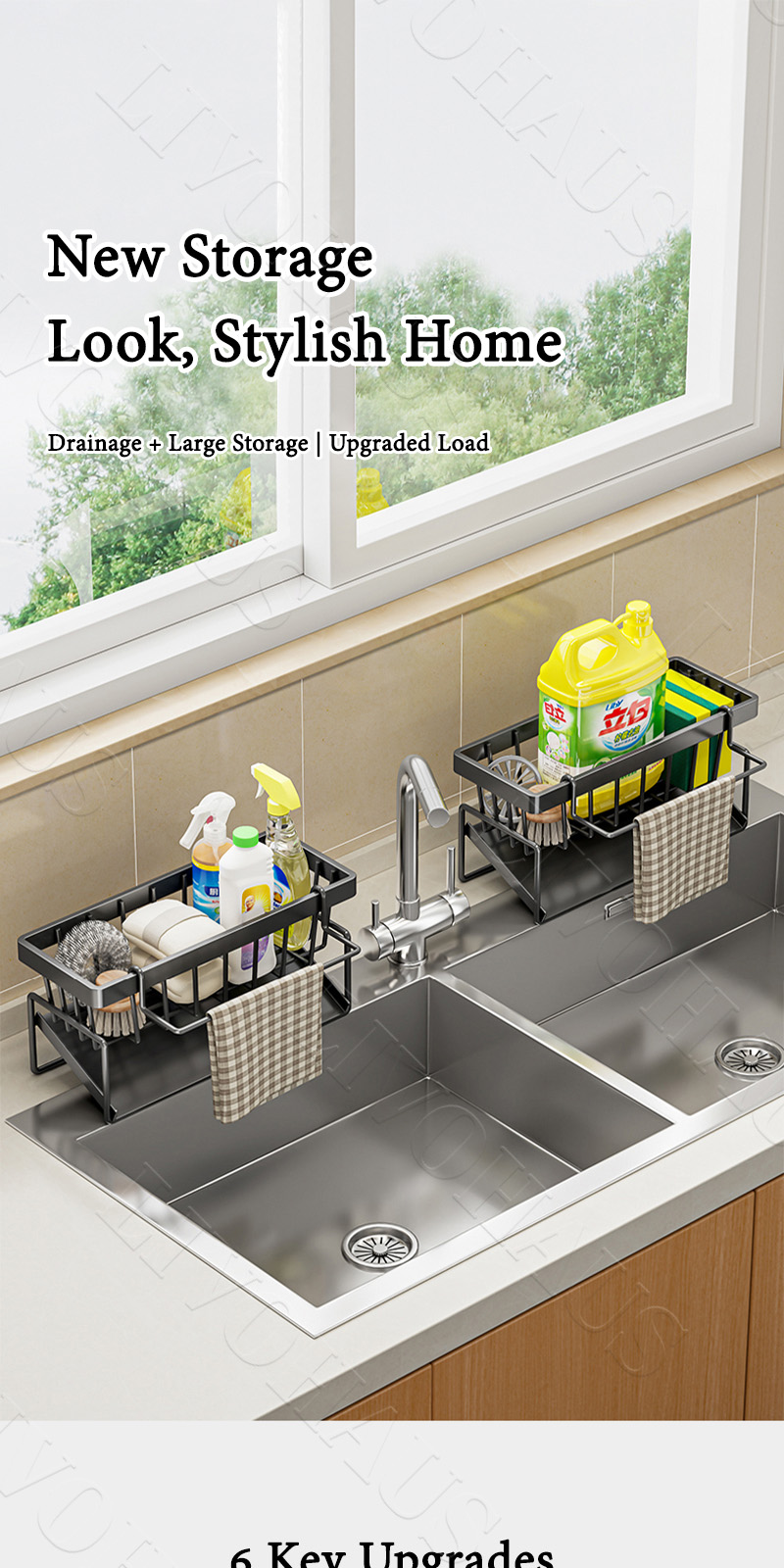 Kitchen sponge storage rack, two-color optional stainless steel kitchen ...