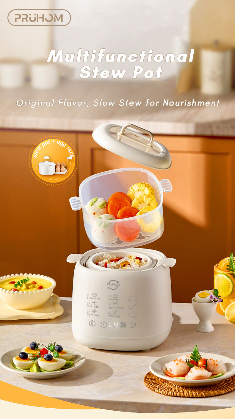 PRUHOM 9 Menu Electric Stew Pot Rice Cooker Egg Boiler Steamer Multi ...