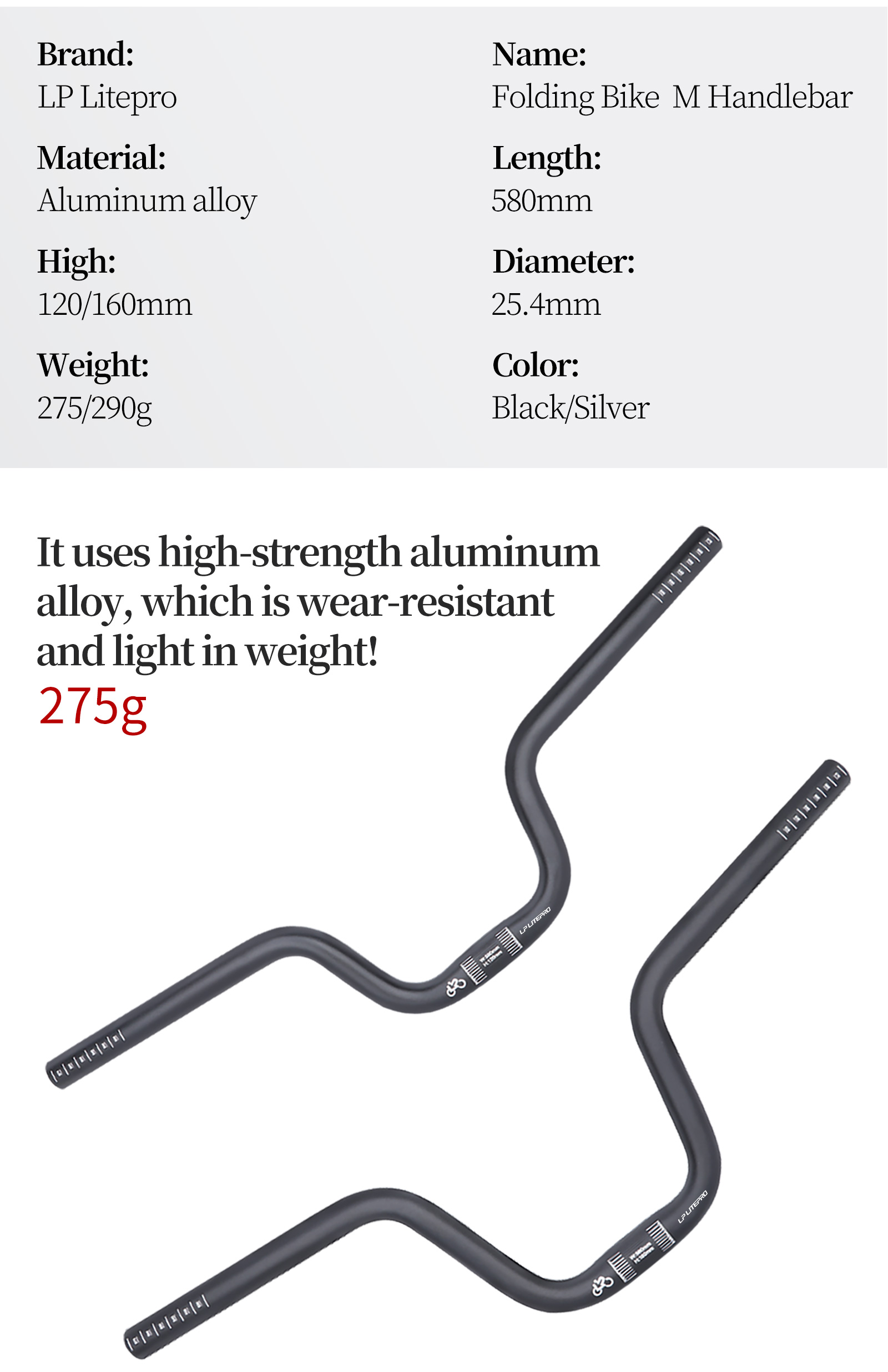 LP Litepro Aluminum Alloy Riser Bars - For Brompton Folding Bikes ...