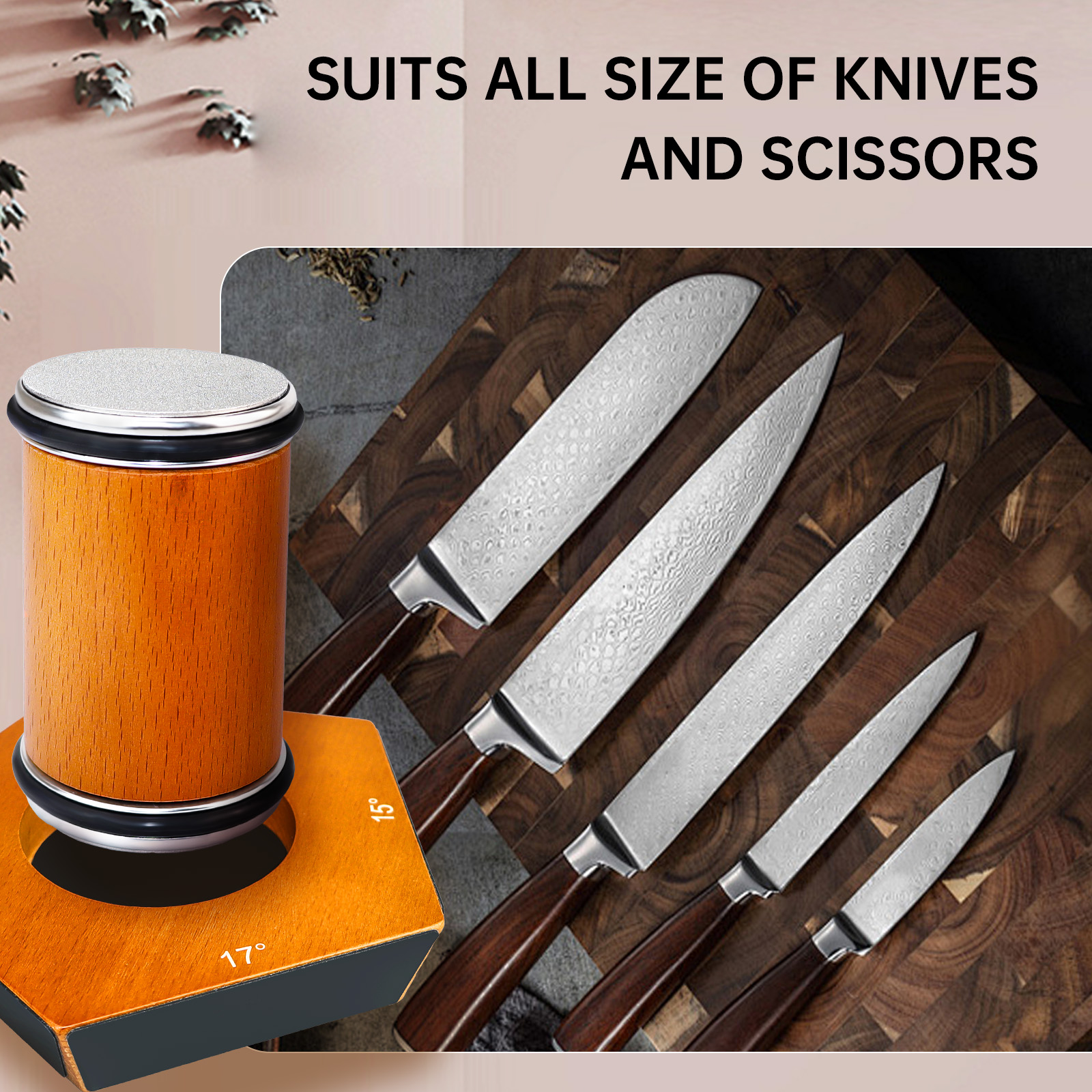 INSMART Straight Edge Hob Knife Sharpener Set, Pentagonal Sharpening ...