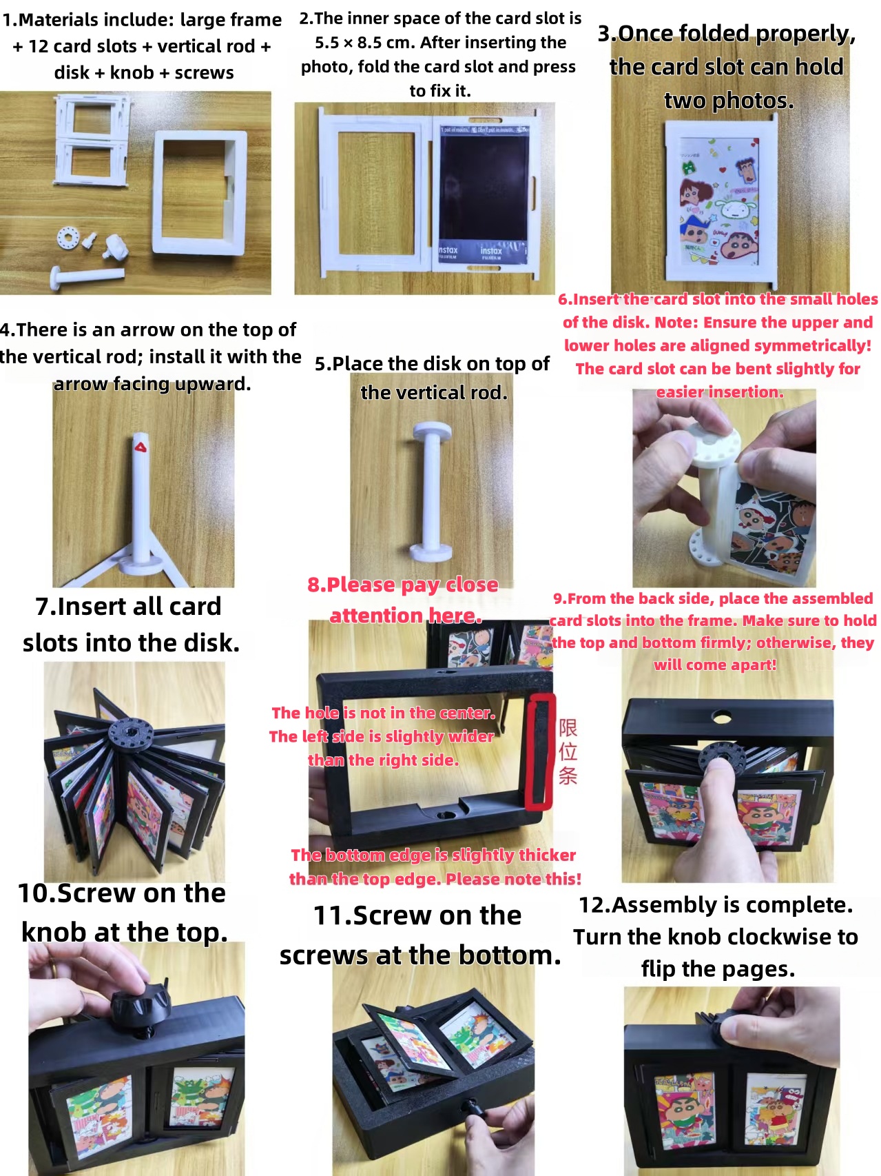 Rotating Flip Photo Album Stand - 3D Printed Polaroid Frame, Qixi Gift ...
