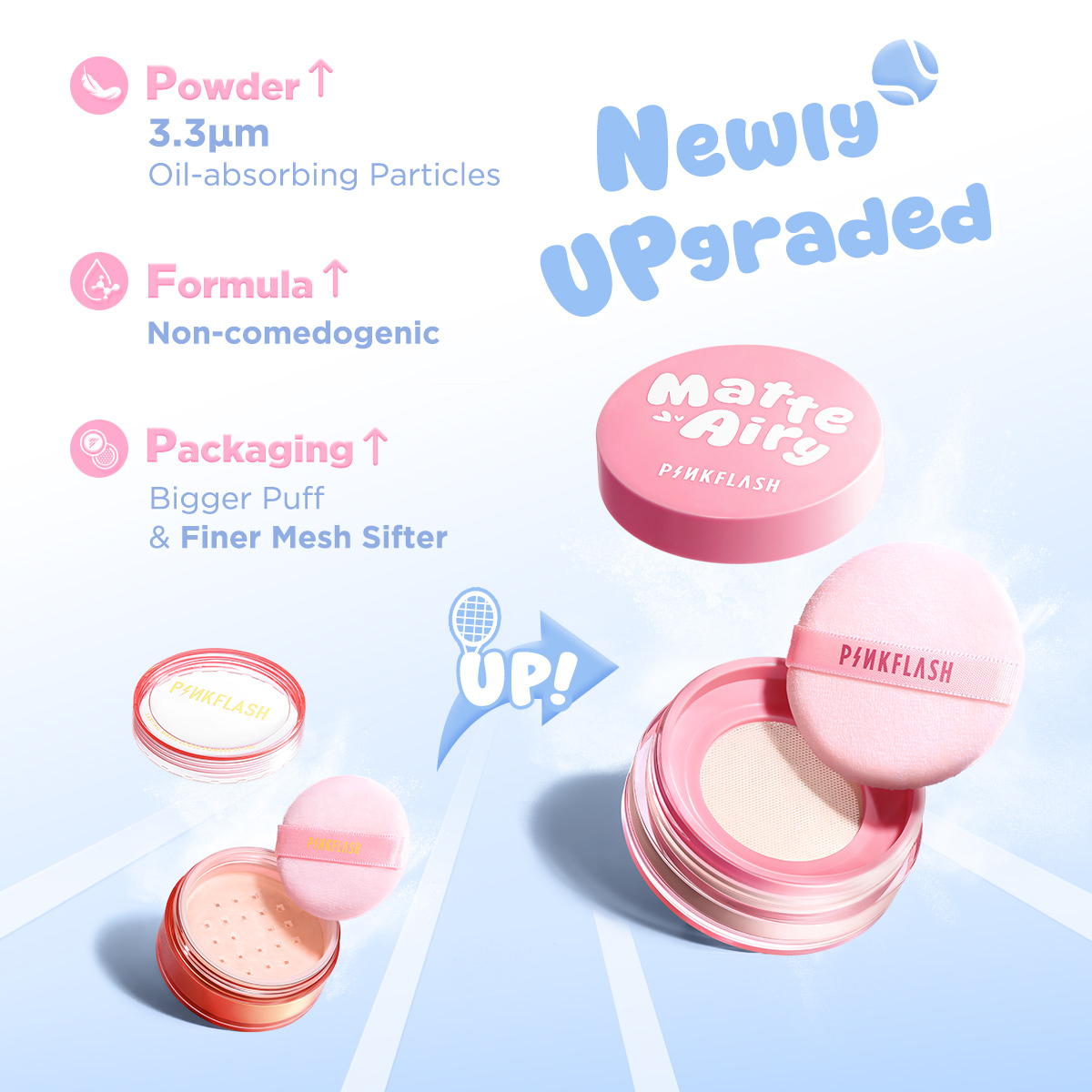 【New Packing】PINKFLASH Airy Matte Loose Powder 16H Oil Control Micro ...
