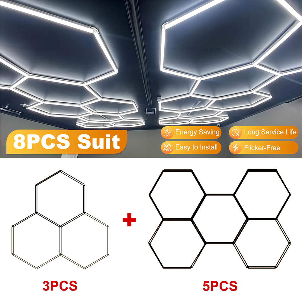 Hexagon Light 3HEX + 5HEX Honeycomb LED Lighting Home Workshop Car ...
