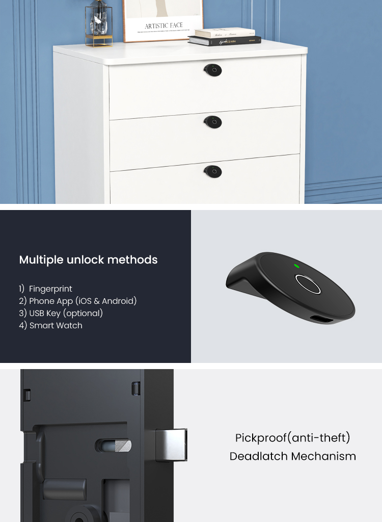 Fingerprint Cabinet Lock Multi Functional Drawer Lock NFC Smart Cabiner ...
