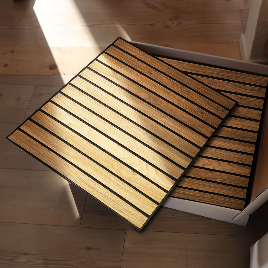 【4pcs/set】Natural Wood Grain Soundproof Panels Wood Veneer PVC ...
