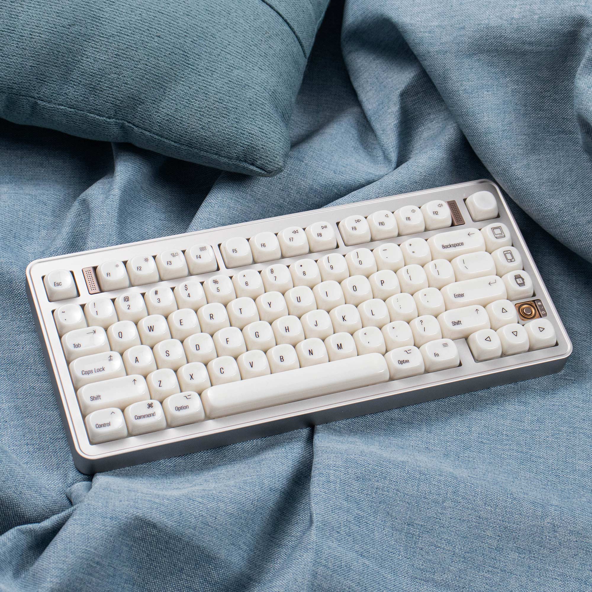 Minimalist white Glossy Keycaps MOA profile Ceramic texture Round for ...