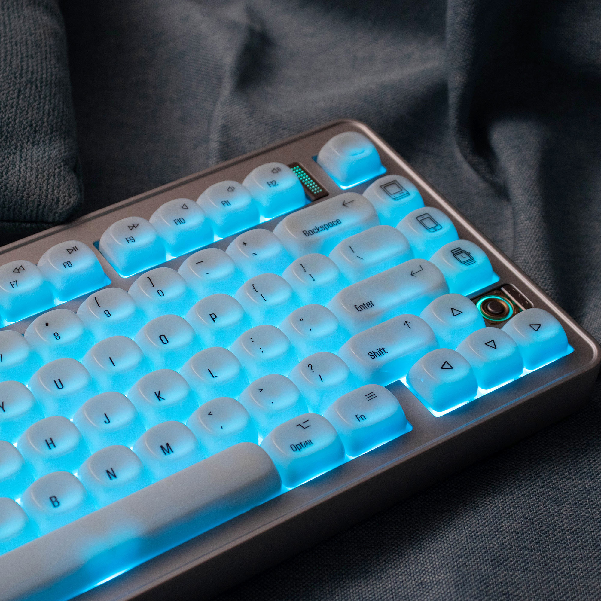 Minimalist white Glossy Keycaps MOA profile Ceramic texture Round for ...