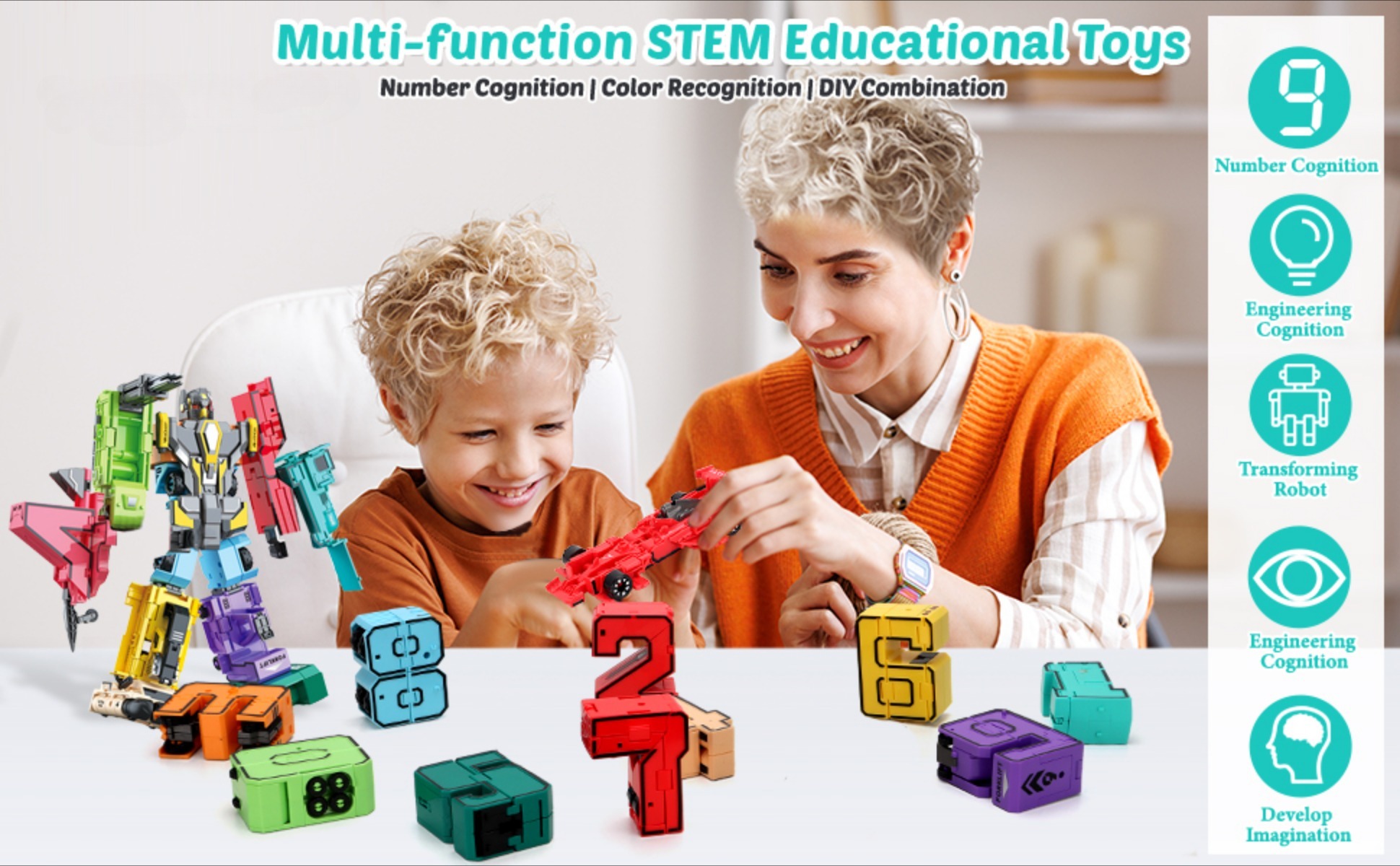 10-in-1 Transformers Number Robot Toys Robocar Early Educational ...