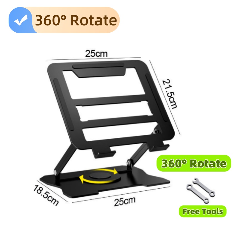 Enlarge 360° Rotate Laptop support Bracket Metal Foldable Notebook ...