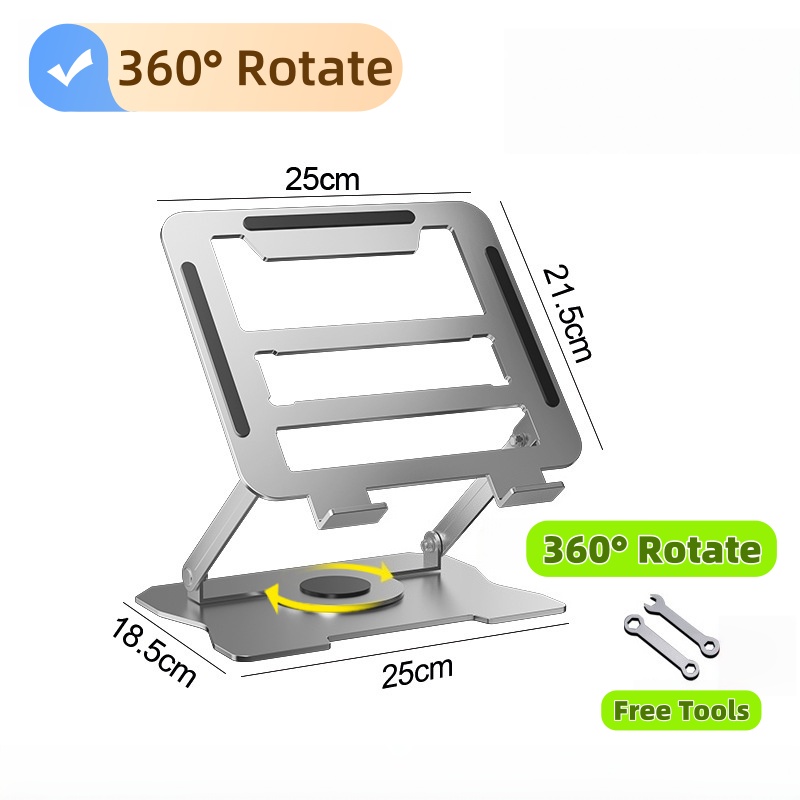 Enlarge 360° Rotate Laptop support Bracket Metal Foldable Notebook ...