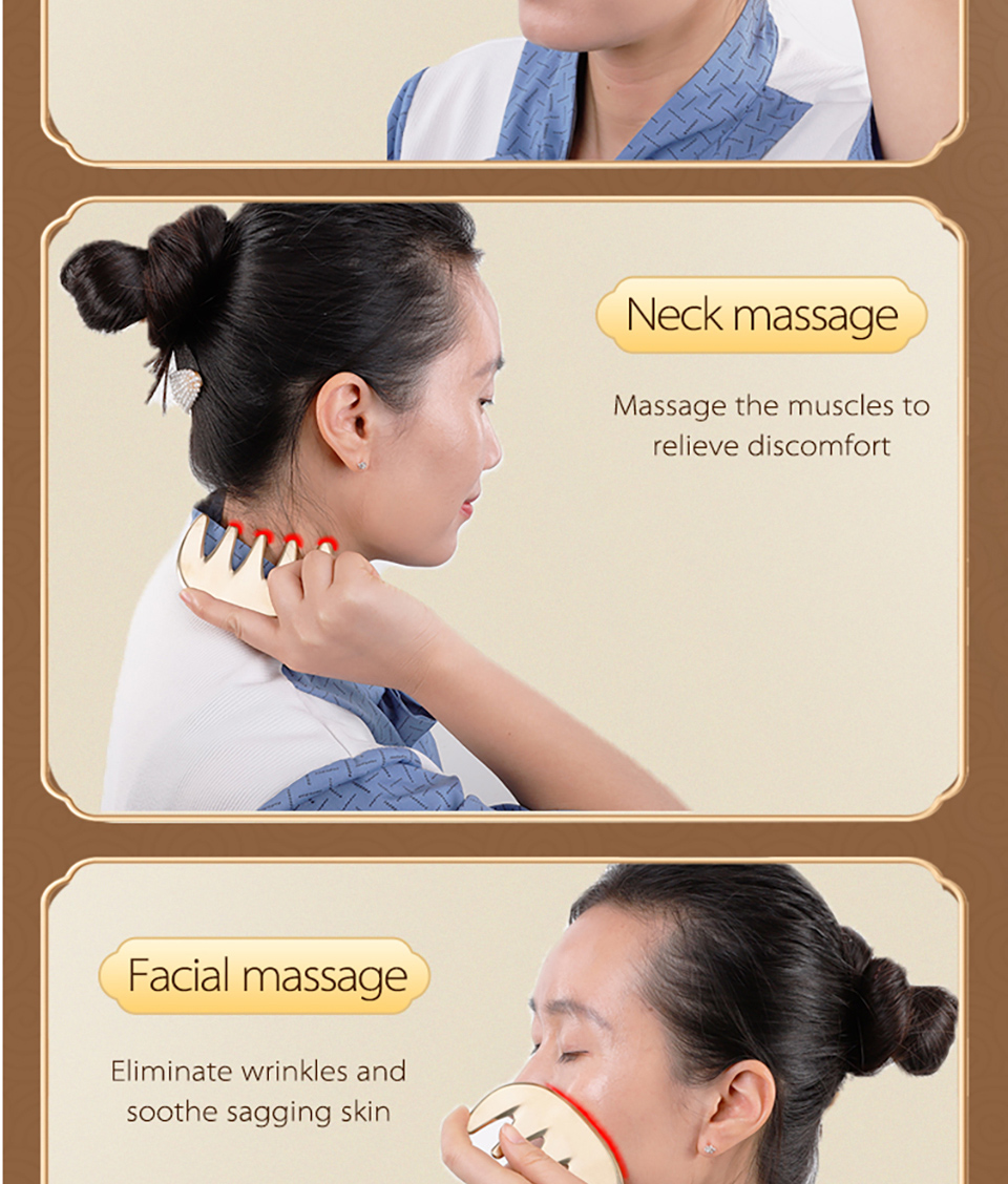 Pure Brass Meridian Massage Comb – Anti-Static Scalp Care Tool, Full ...