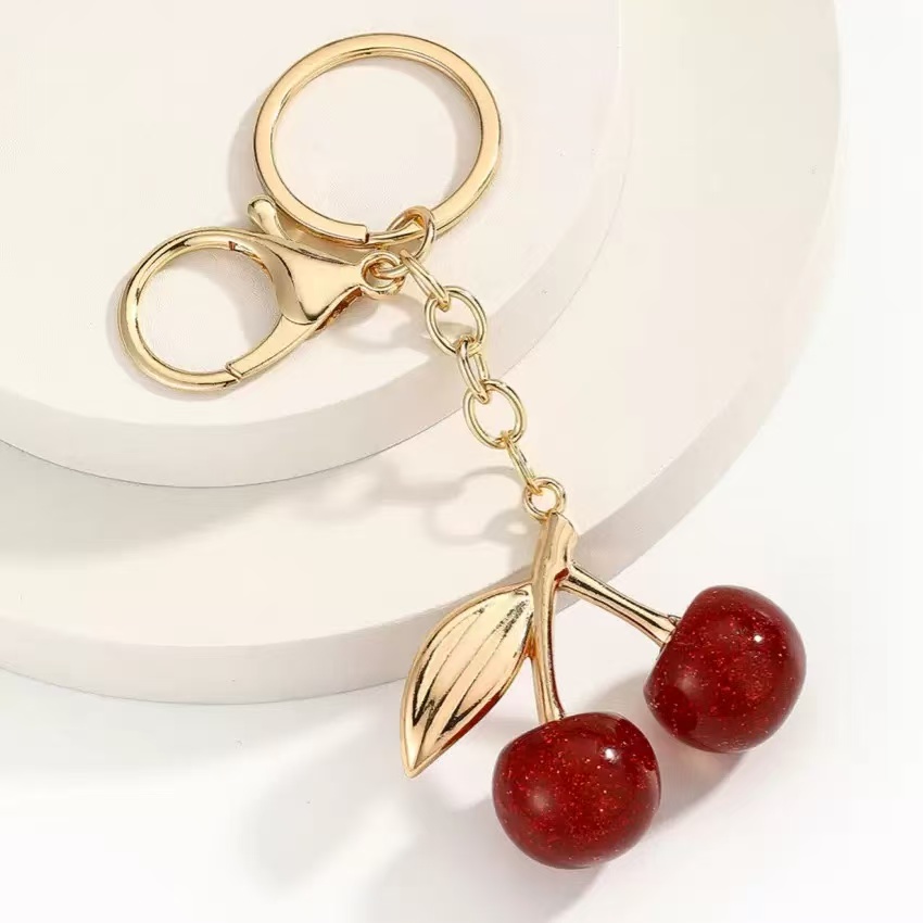 Cherry Crystal Fashion Keychain Creative Exquisite Car Key Ring Handbag ...