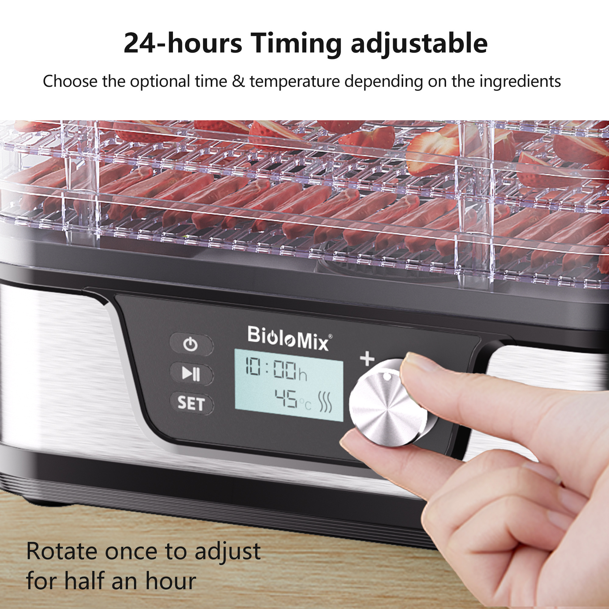 BioloMix BPA Free Vegetable and Fruit Food Dryer Dehydrator 5 Trays ...