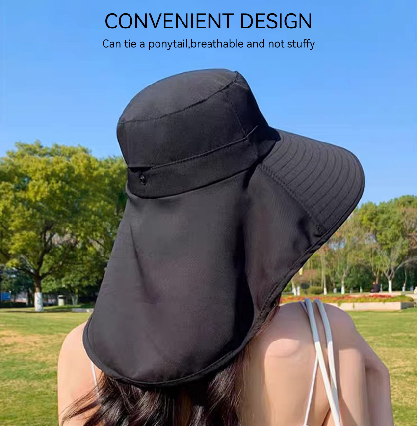 MATEYOYO Women's Sun Cap Peach-Skin Large Shawl Beach Hat Sun-proof Hat ...