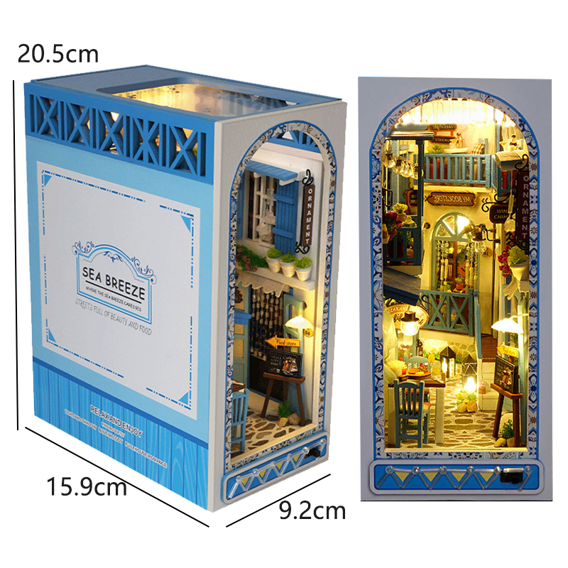 DIY Wooden Book Nook Miniatures Shelf Insert Dollhouse Building ...