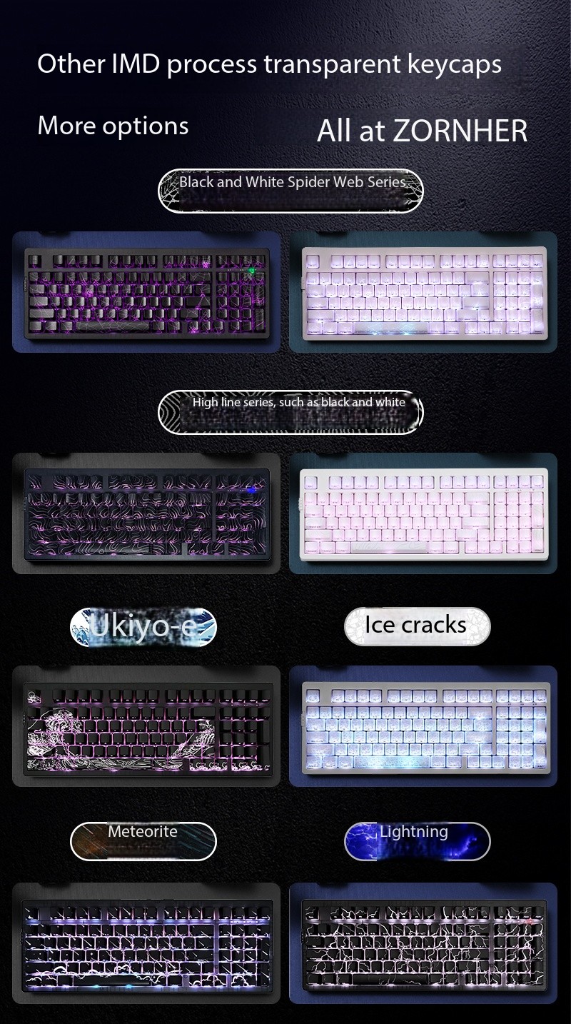 ZORNHER ZH980 black transparent spider web mechanical keyboard, gaming ...