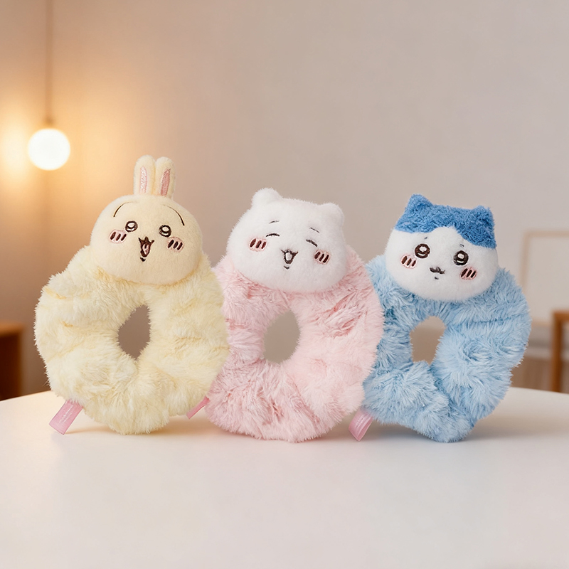MINISO Chiikawa Series - Gii & Hachi Plush Hair Scrunchie Adorable ...